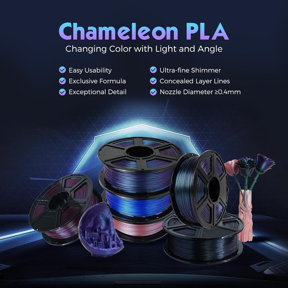 FLASHFORGE PLA 3D Printer Filament 1.75mm 1KG Burnt Titanium Color Changeable