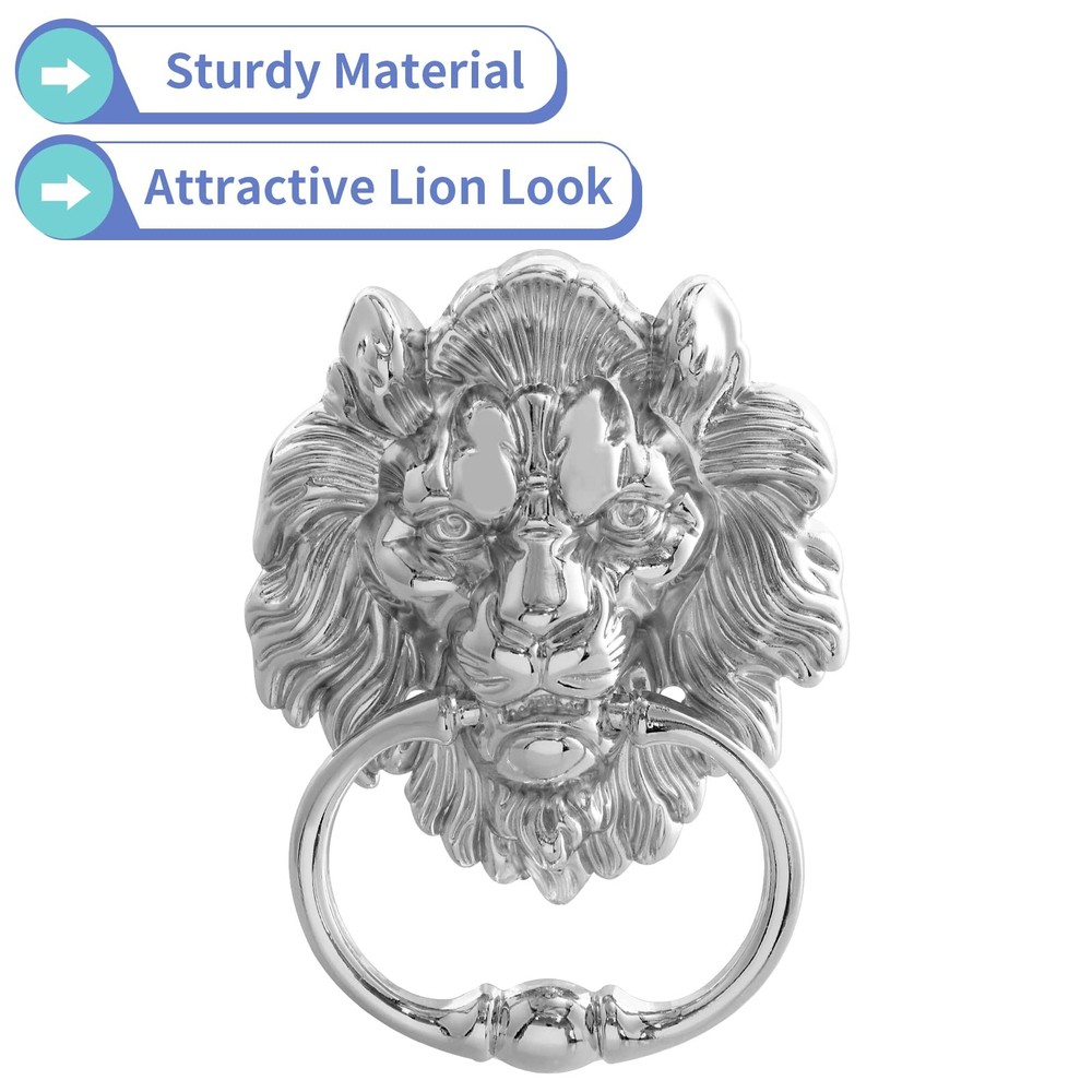 MOLIGOU Lion Head Door Knocker, 6 Inch Front Silver