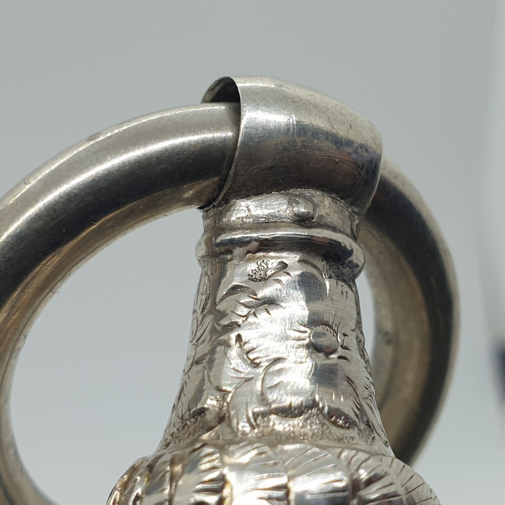 Victorian Solid Silver Combination Baby Rattle Whistle Hilliard & Thomason 1852