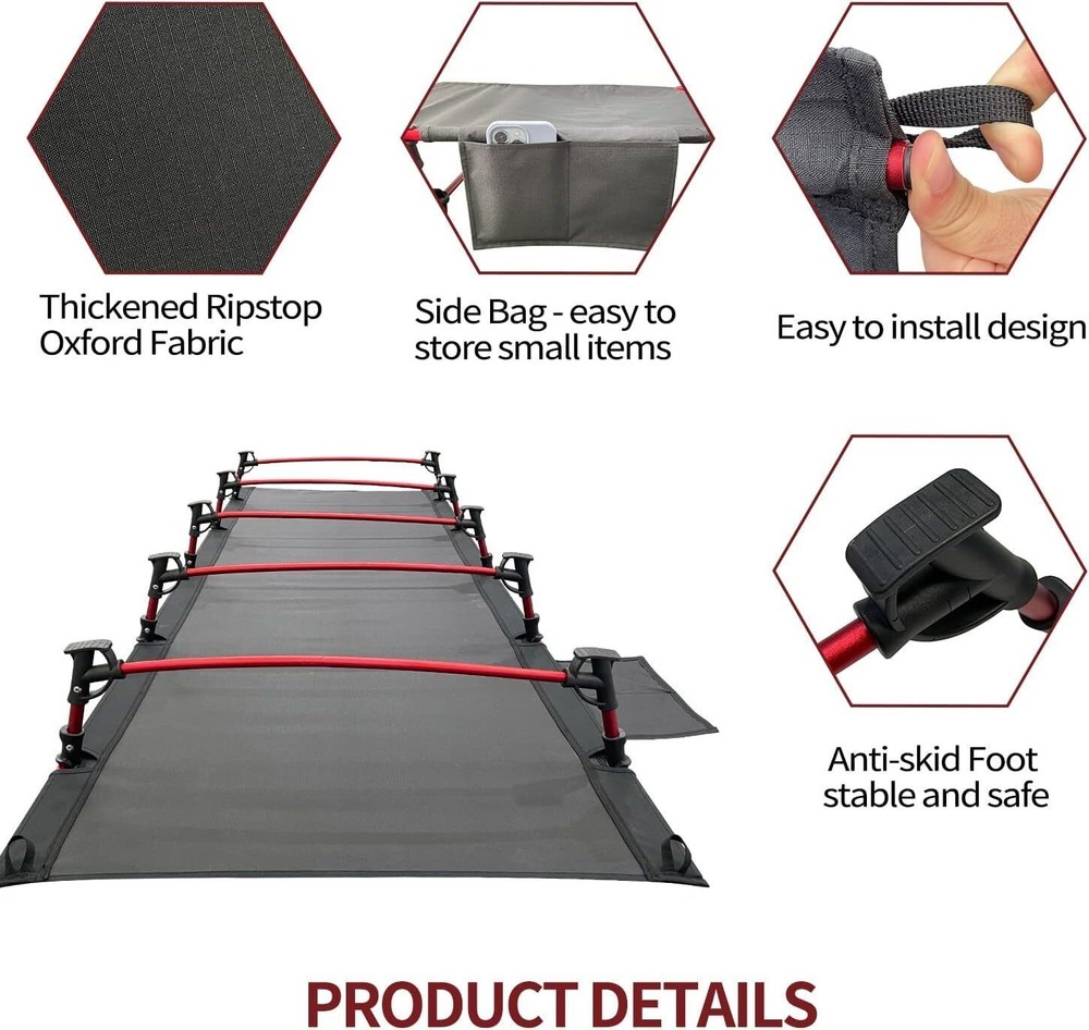 Portable Camping Cot Sleeping Cot Ultralight Backpacking Cot Bed for Outdoor US