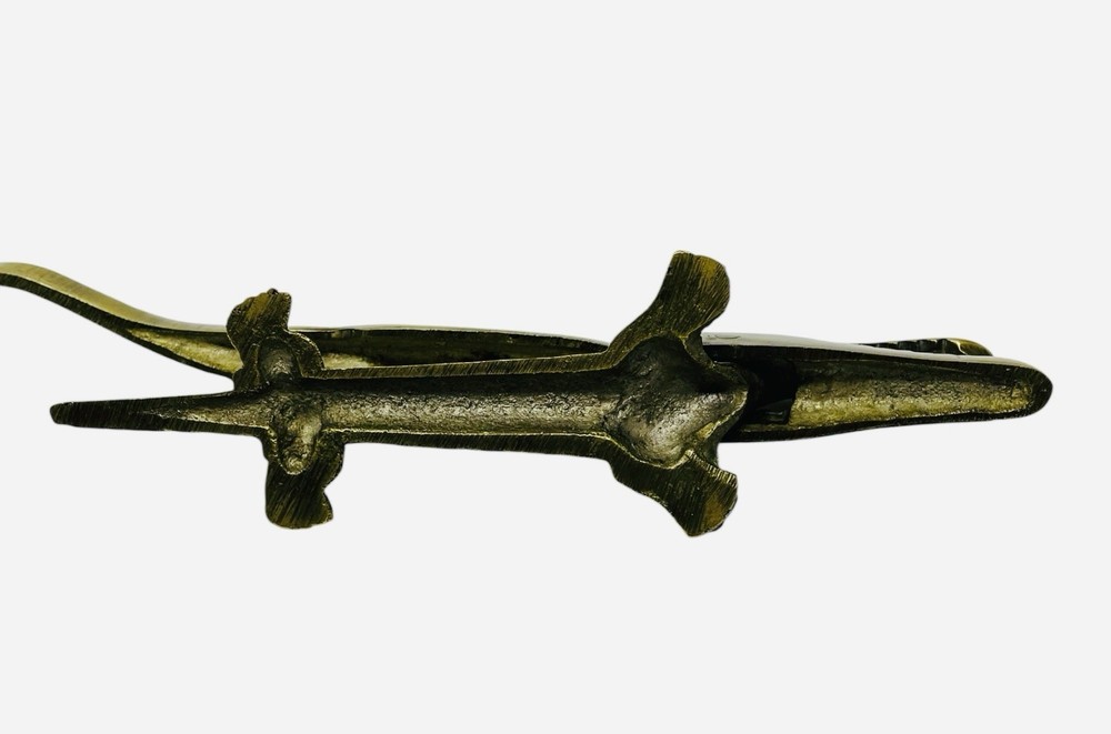 Vintage Brass Alligator Crocodile ￼Nutcracker 7.75”