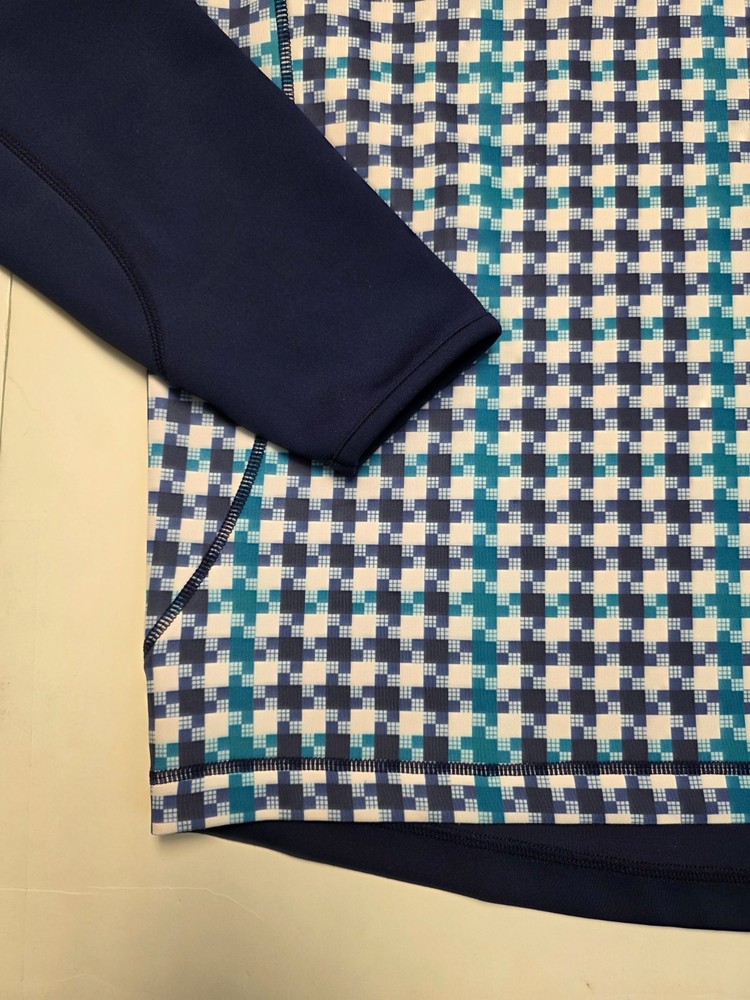 Bobby Jones X-H20 Pullover Men Medium M Blue White Houndstooth Check JACKET Golf
