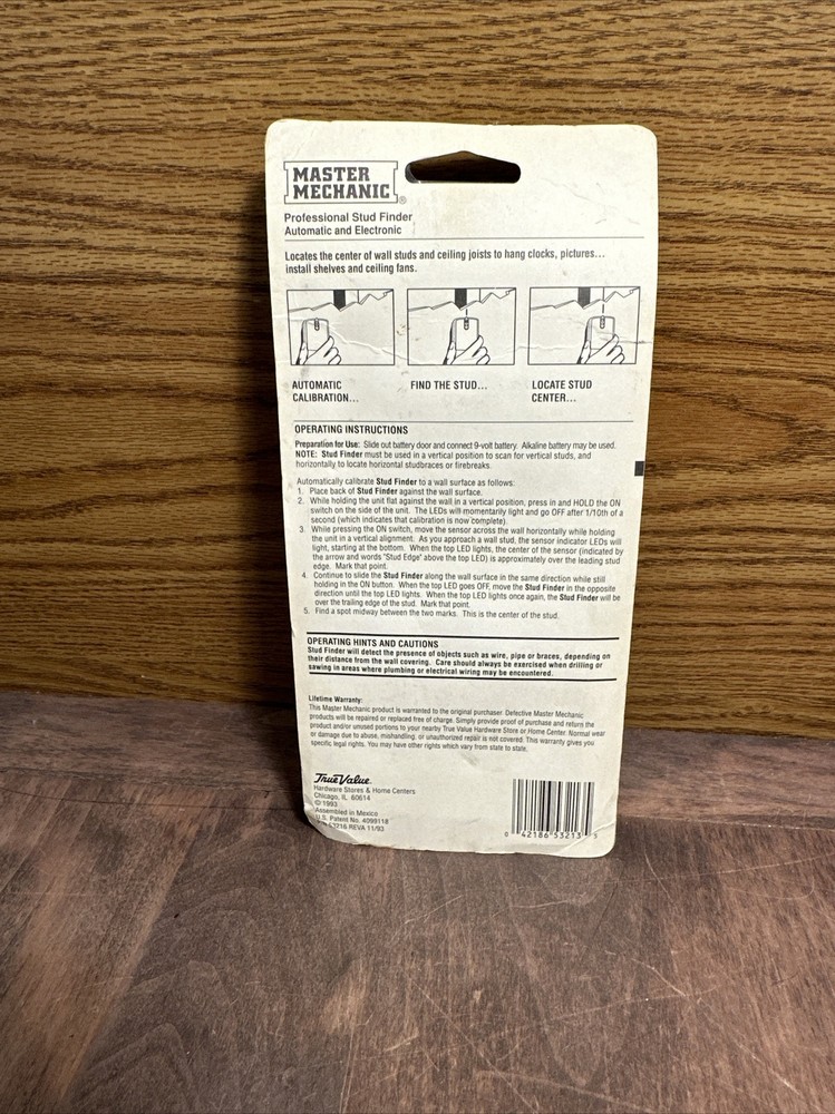 Master Mechanic Stud Finder, 1993, MM 53213