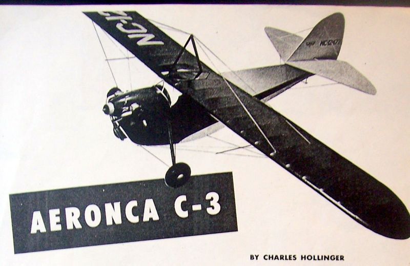 AERONCA C-3 PLAN + AIR TRAILS CONSTRUCTION ARTICLE for a 54" UC Model Airplane
