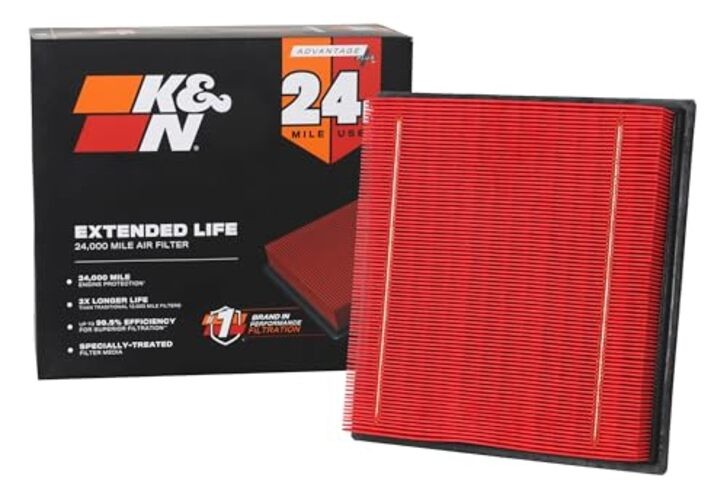 Engine Air Filter: Extended Life 24,000 Mile Replacement Air Filter: