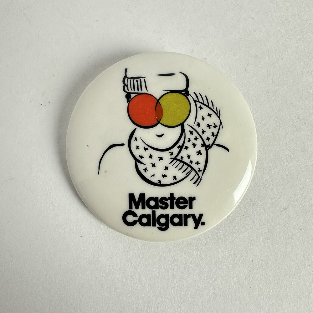 Vintage Master Calgary Olympic Button Pin 1.75”