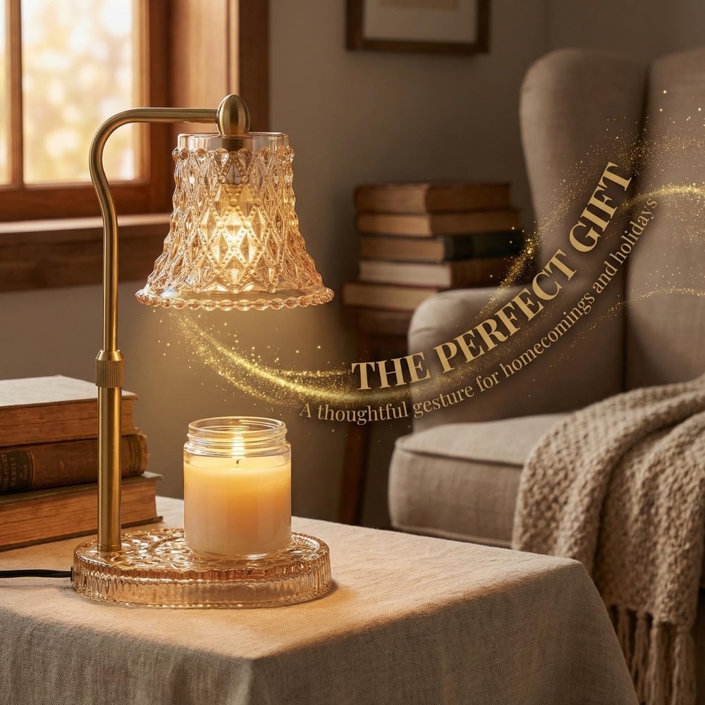 Candle Warmer Lamp with Timer, Dimmable, 2 Bulbs, Adjustable Brightness - Smart