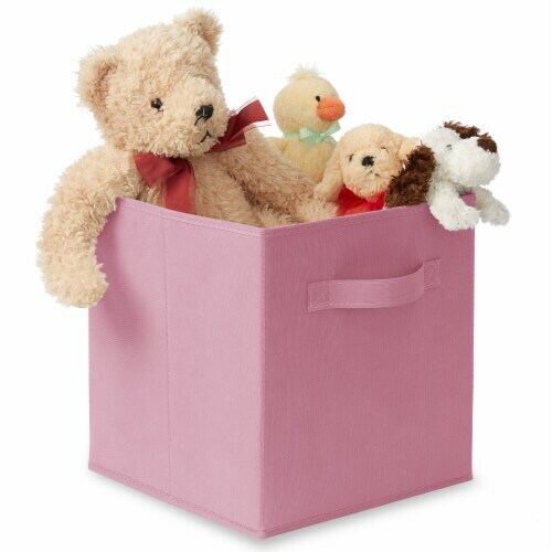 Casafield™ ~ 11" Storage Bin ~ Polyester Cube ~ Pink ~ Solid Pattern