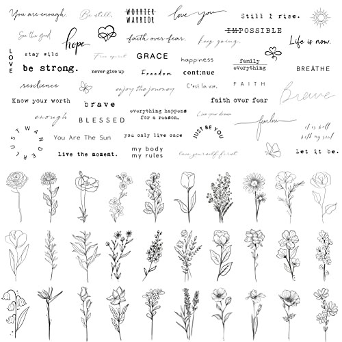 Realistic Temporary Tattoos - 60 Sheets Tiny Removable Tattoos, 30 Small Rose