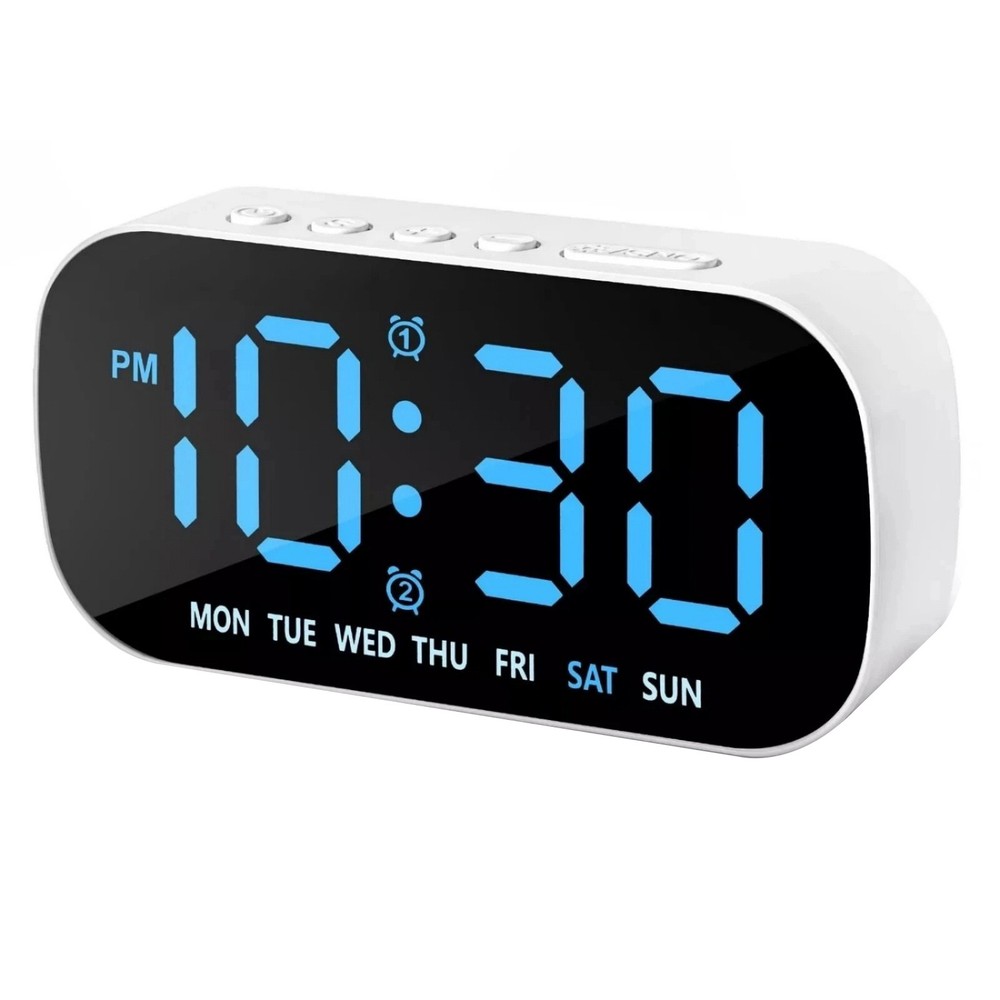 Large White LED Display Electric Digital Alarm Clock With Snooze Function