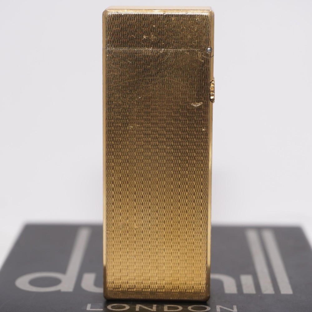 Dunhill Lighter Gold plate Basket Check Pattern_Ultrasonically cleaned_Working