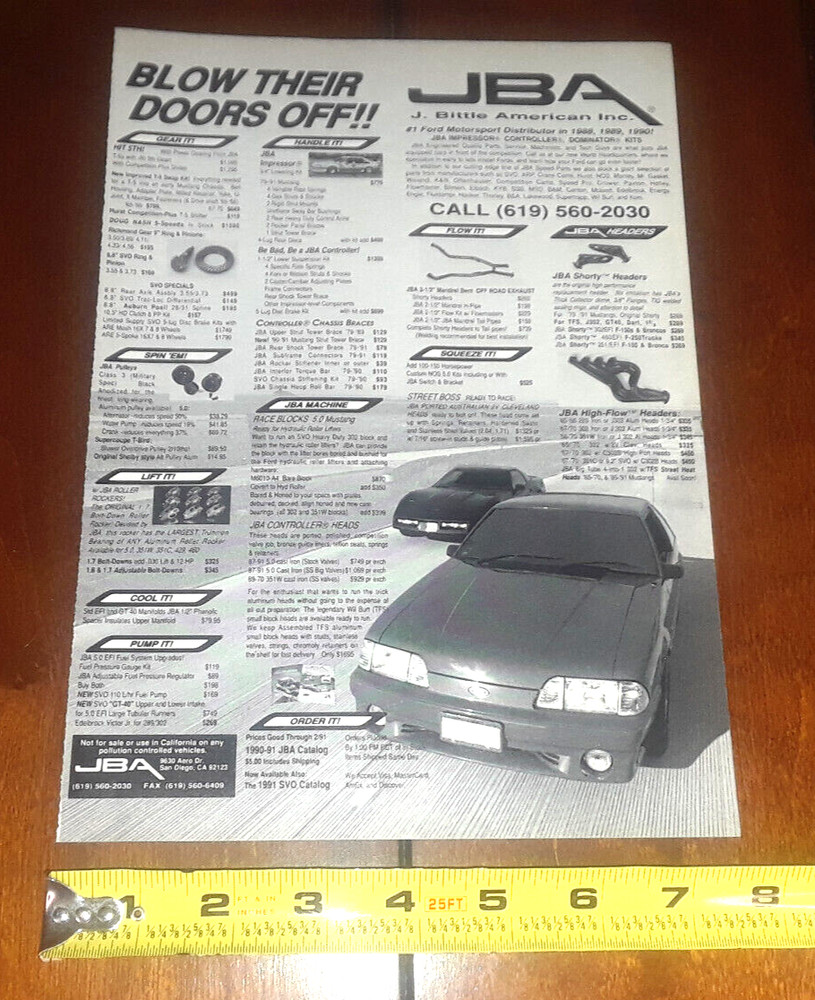 JBA MUSTANG J BITTLE ORIGINAL 1991 AD