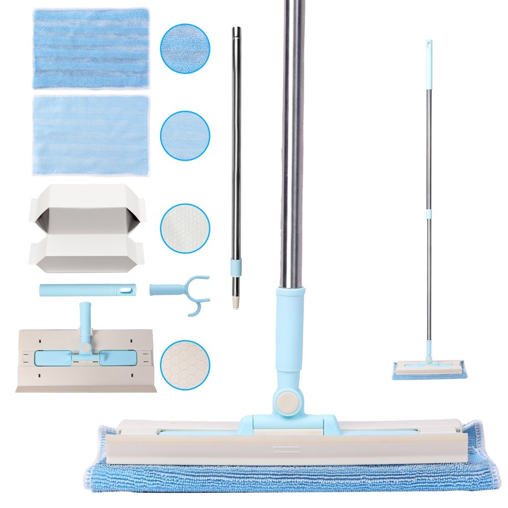Dry& Damp Multifunctional Mop Stretchable Microfiber Dust Cleaner for Floor Wall
