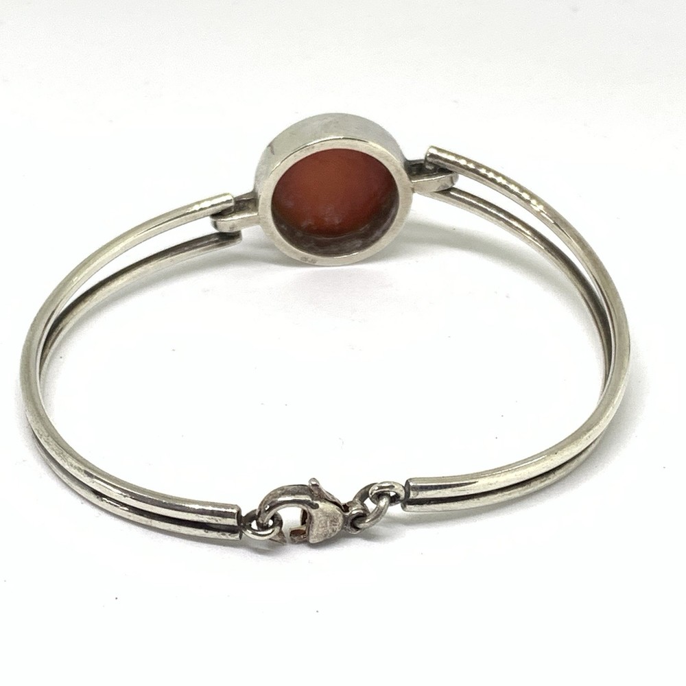 Mid century Silver and Carnelian stone bangle