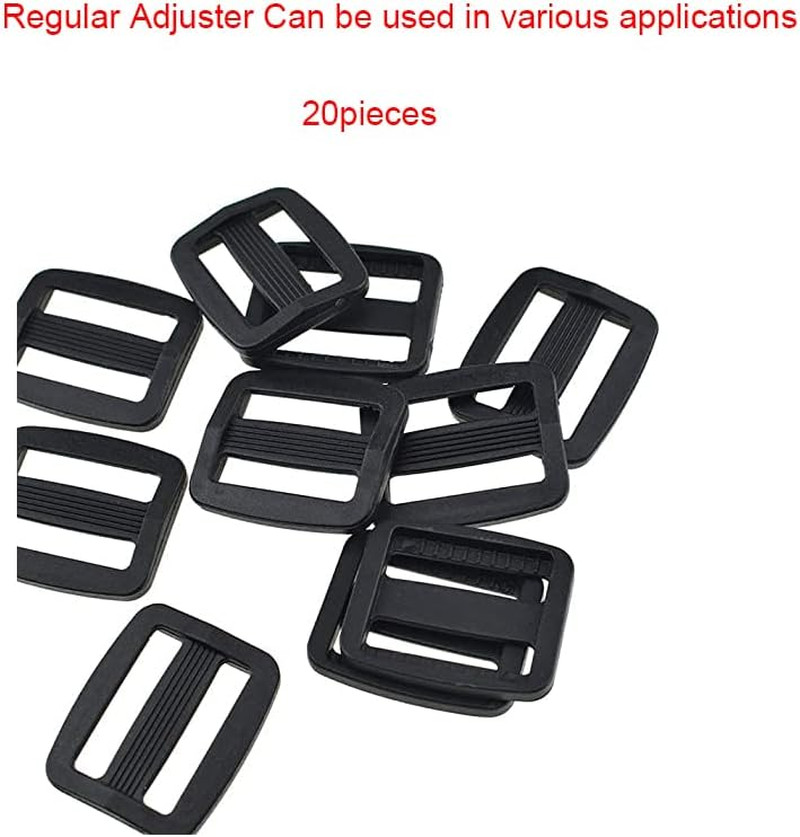 20Pcs Plastic Slide Buckles, Webbing Strap Fastener for Backpack 3/4 Inch/ 20Mm