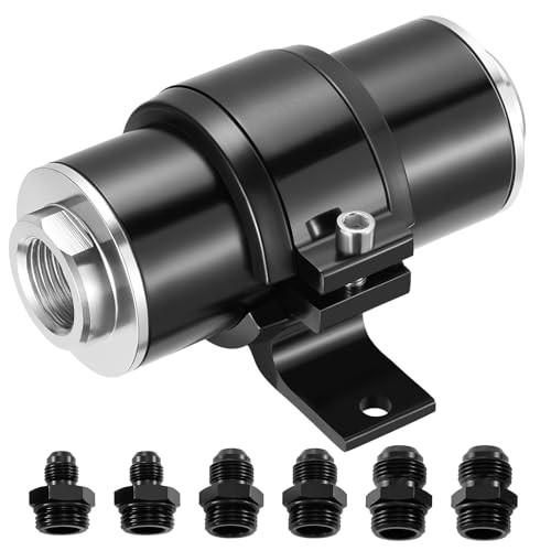 100 Micron Inline Fuel Filter with Bracket Clamp, 6AN 8AN Silver With Bracket