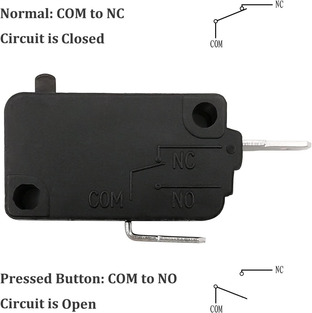 Durable Microwave Door Switch Replacement - 16A 125VAC, Quick Connect Version