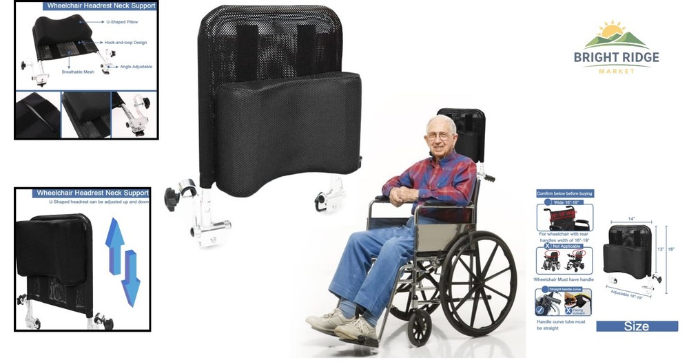 Adjustable Headrest Neck Support Pillow for Wheelchair Users, Soft Cushion