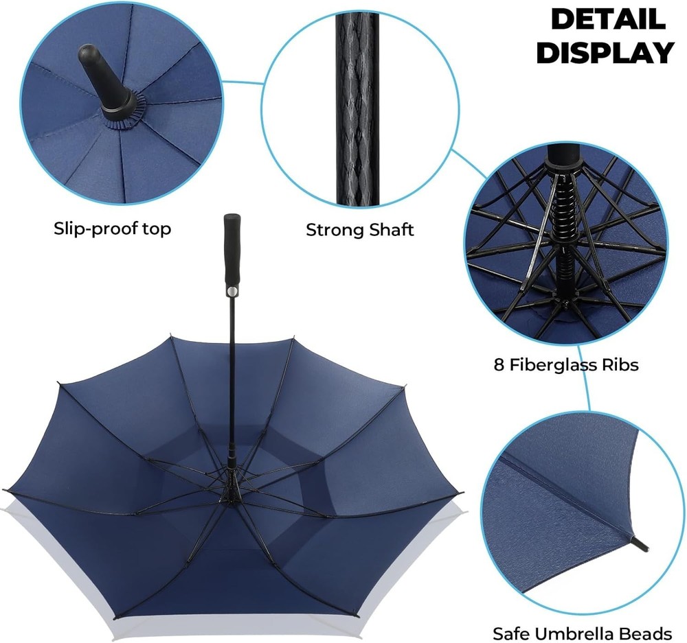 Automatic Open Golf Umbrella, 54/62/68/72 inch Extra Large Oversize Double Ca...