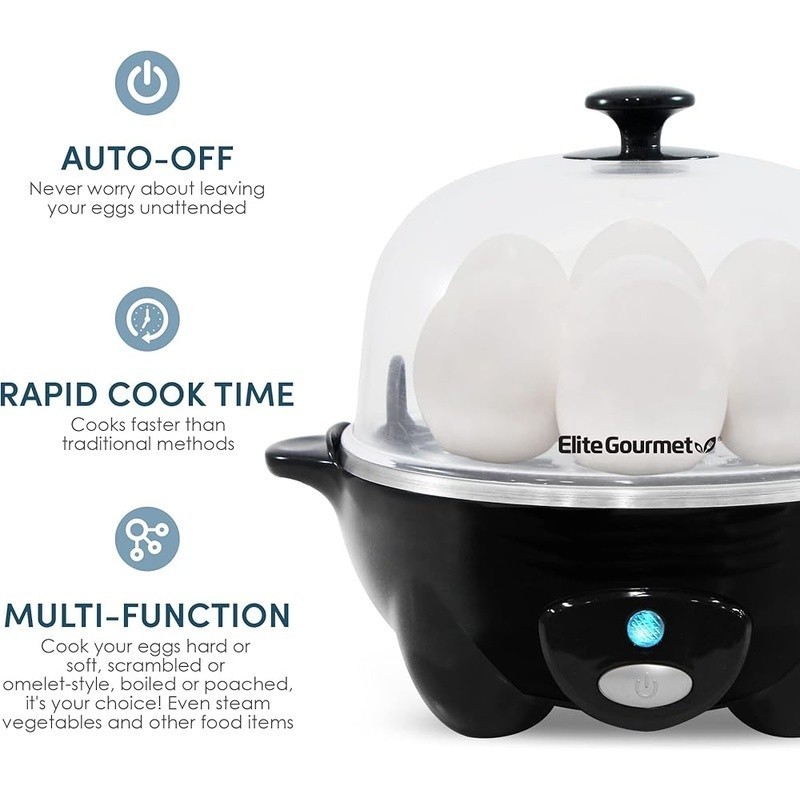 Egg Cooker Rapid Boil 7 Egg Capacity Easy Peel Auto Shut Off Multi Function New