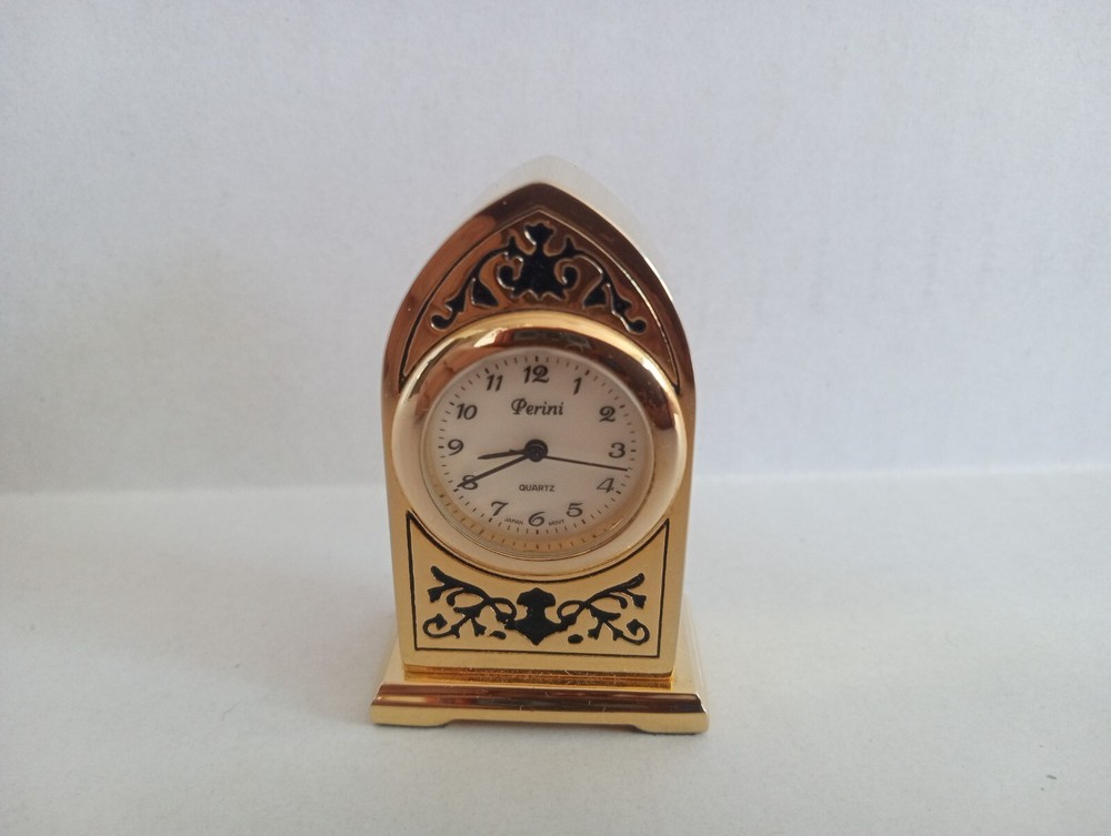 Perini Miniature Brass Mantle Clock Collectible