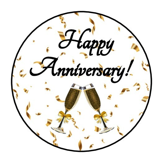 30 Happy Anniversary stickers, labels, tags, envelope seals