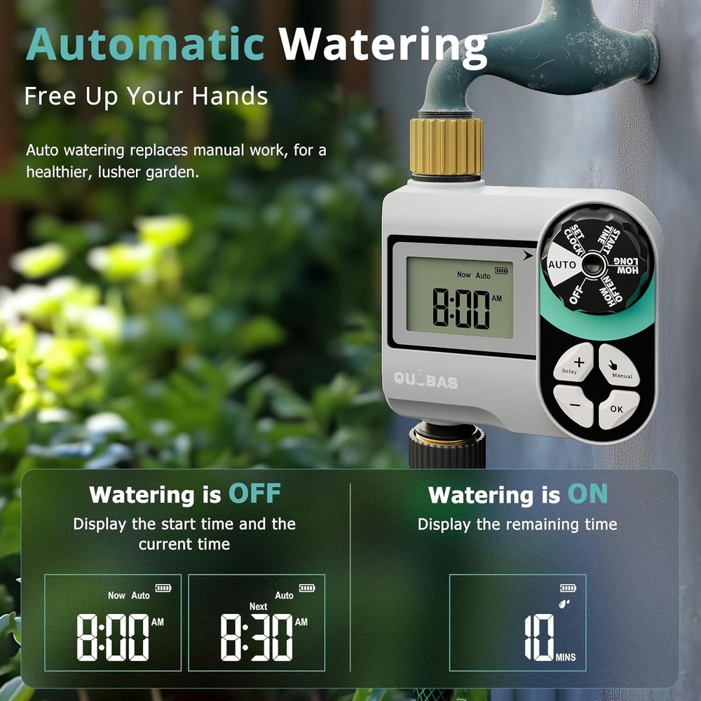Brass Water Timer - Programmable Garden Hose Faucet Controller - Waterproof L...
