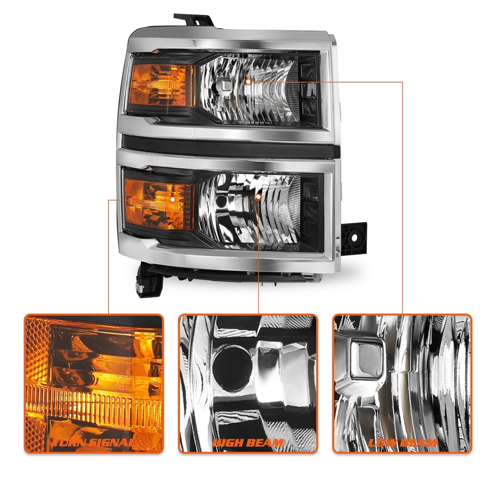 OE Style Halogen Headlight For 2014-2015 Chevy Silverado 1500 Passenger Side