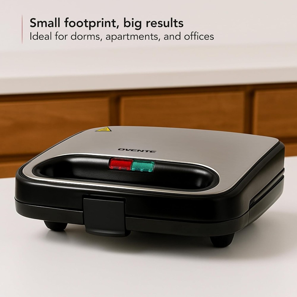 Electric Sandwich Maker with Non-Stick Plates, Indicator Lights, Cool Touch H...