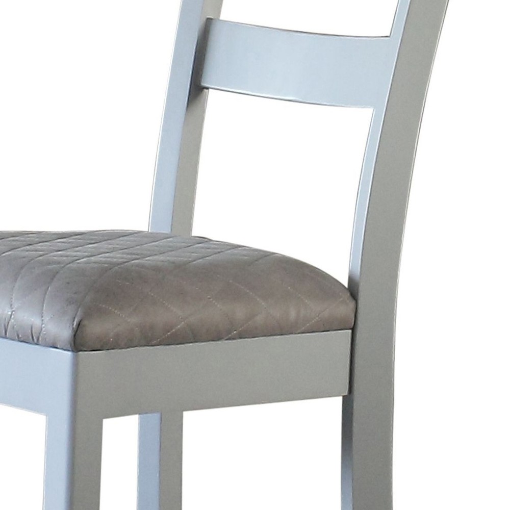 Two Tone Grey and Pearl Grey Ladder Back Side Chairs