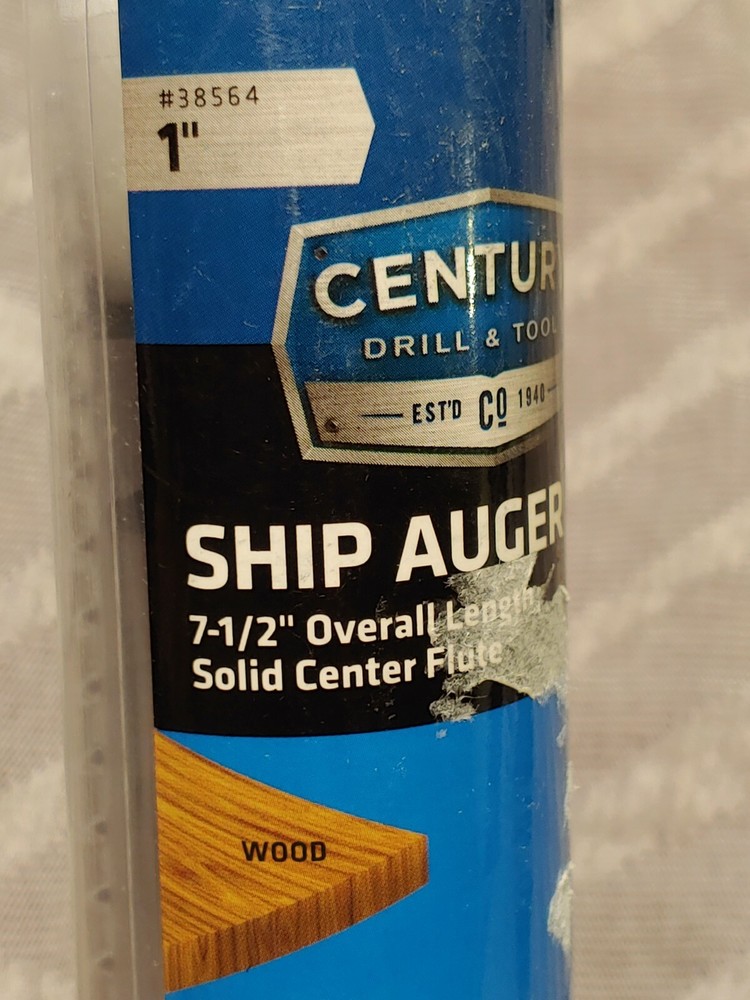 Century Drill & Tool Ship Auger 1" x 7 1/2" Solid Center Flute 38564 -Tool3