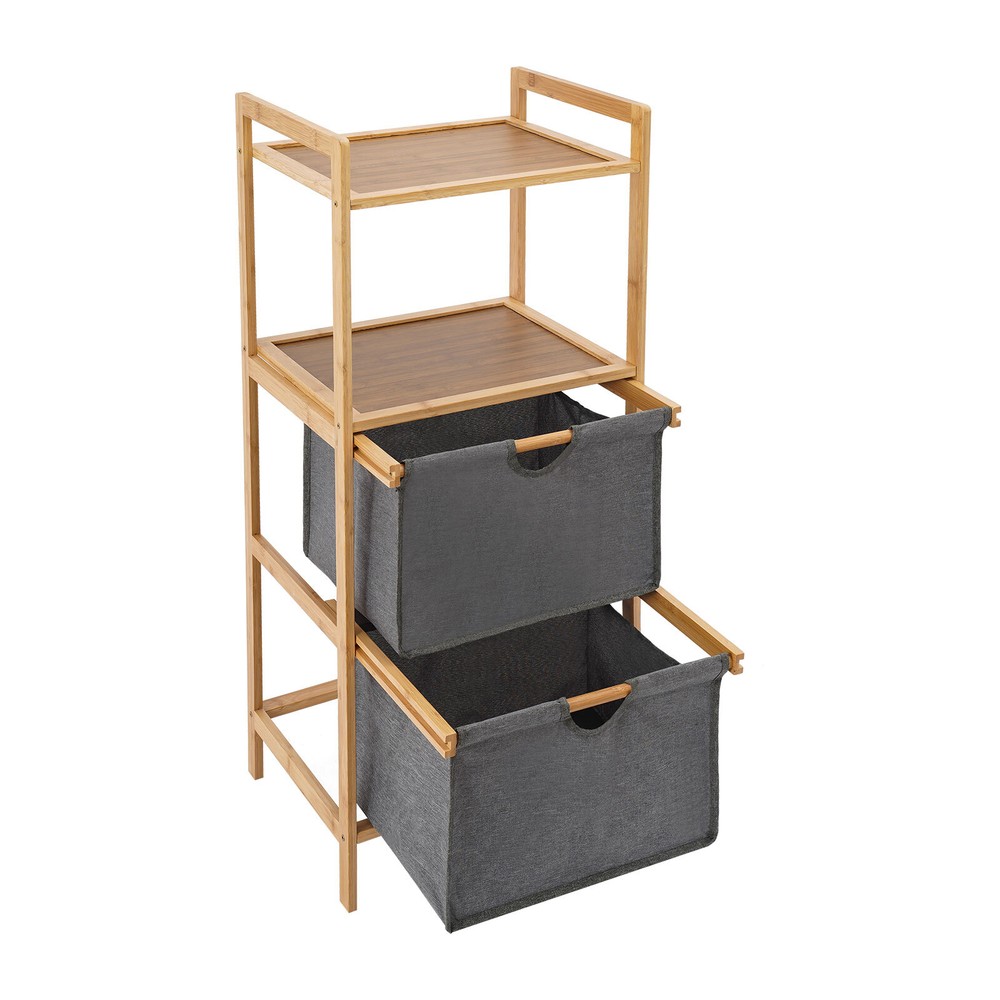 2-tier Bamboo Laundry Basket Bathroom Laundry Basket Laundry Basket Organizer