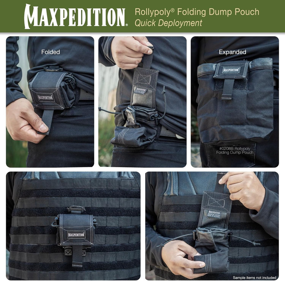 Rollypoly Folding Dump Pouch (Black) 9.4 Inch