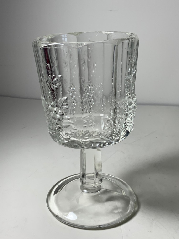 Set of 6 L. G. Wright Clear Glass Panel Grape Glasses 6 in.