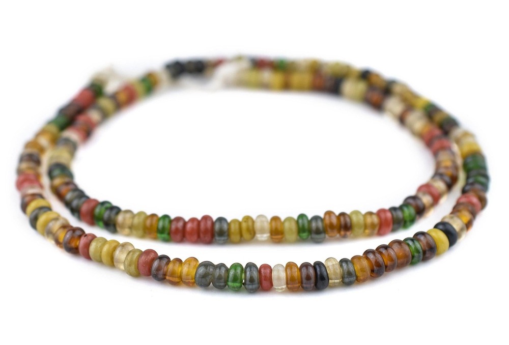Faded Medley Baby Rondelle Java Glass Beads 6mm Indonesia Multicolor Disk