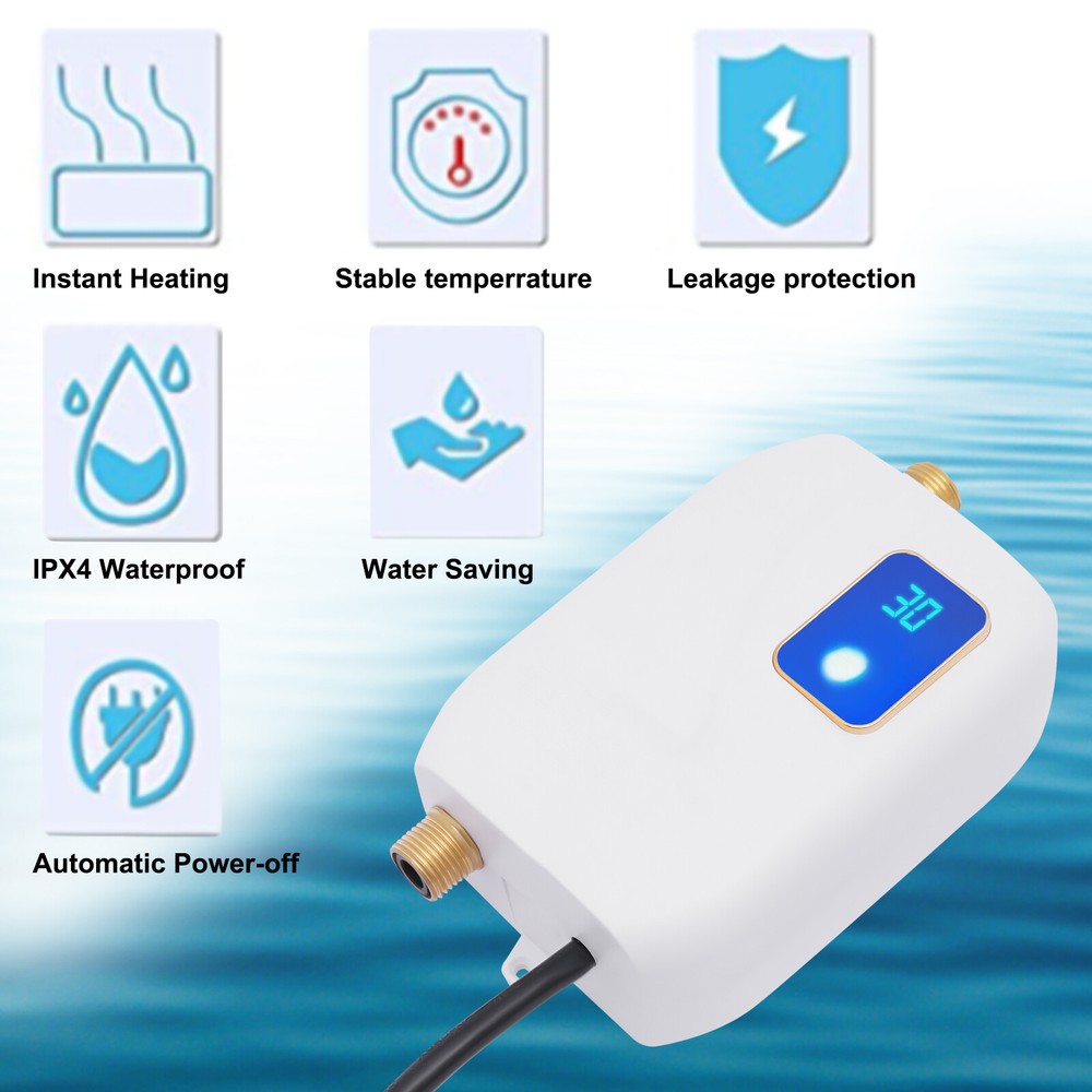 Tankless Water Heater Electric, Instant Hot Water Heater Under Sink 3000W for Rv