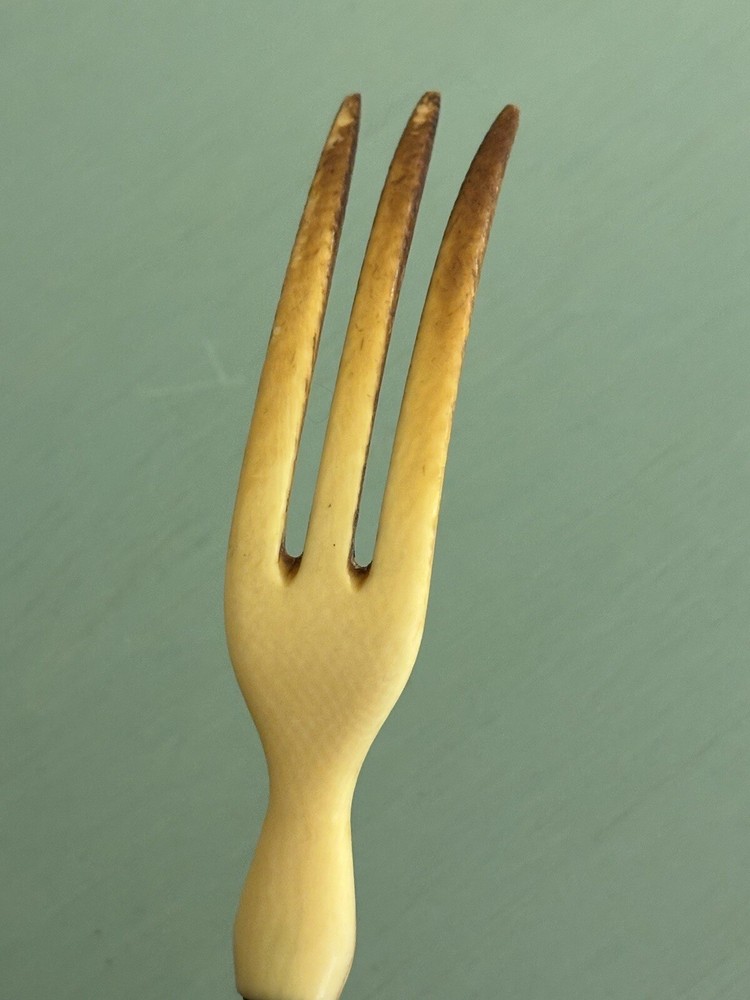 Antique silver And Horn salad Server fork and spoon (signed)