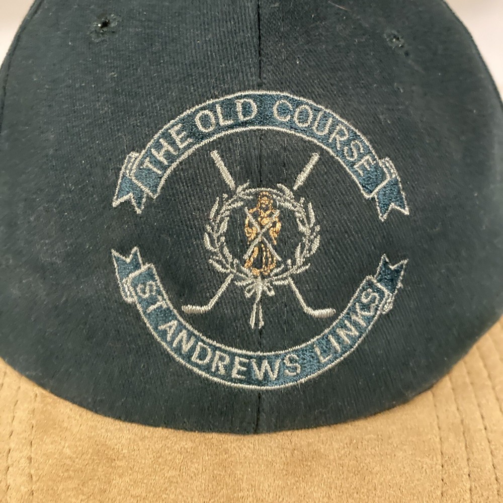The Old Course St Andrews Links Adjustable Golf Hat Green Leather