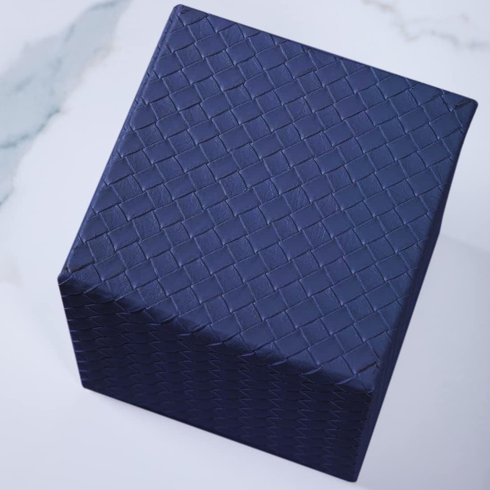 Artistic Navy Square Tissue Box Holder with Magnetic Closure - Versatile Decor