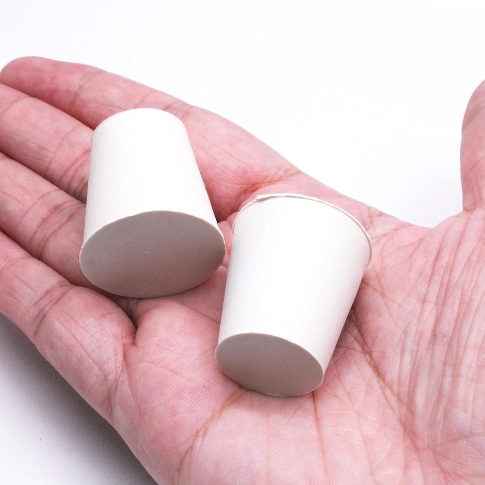 10 Pcs White Solid Rubber Stoppers 4# Tapered Lab Rubber Plugs for Sealing, 26Mm