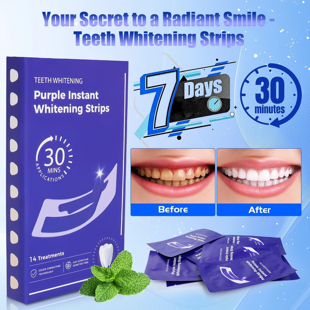 Natural Teeth whitening Strips Sensitive White Strips for Teeth whitening-7 D...