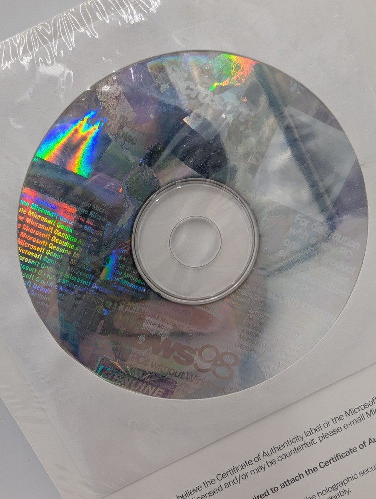 Microsoft Windows 98 New Sealed CD & Diskette w/ COA & Product Key NEW