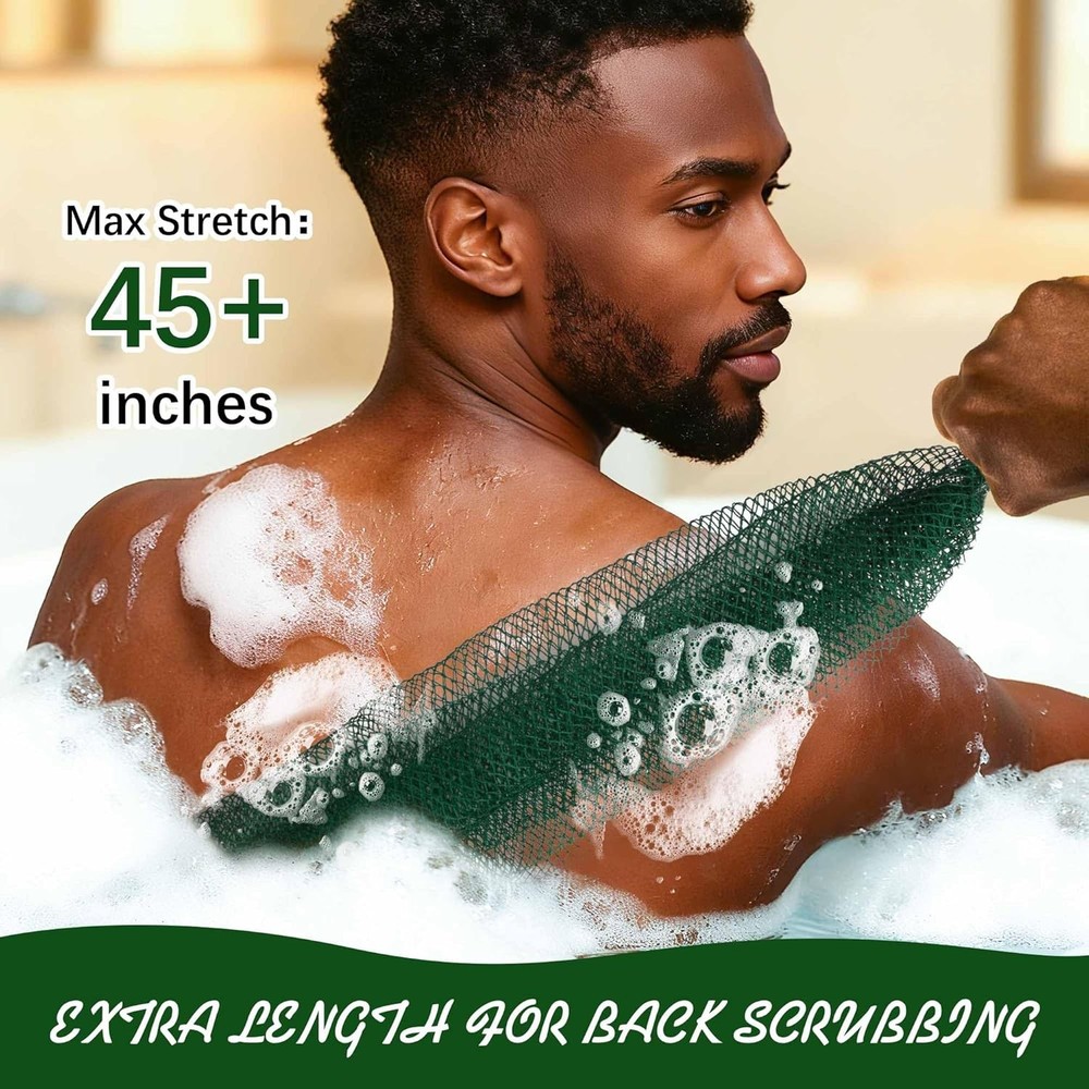 African Sponge Net Authentic – 2 Pack Exfoliating Bath Net with Knots & Handle