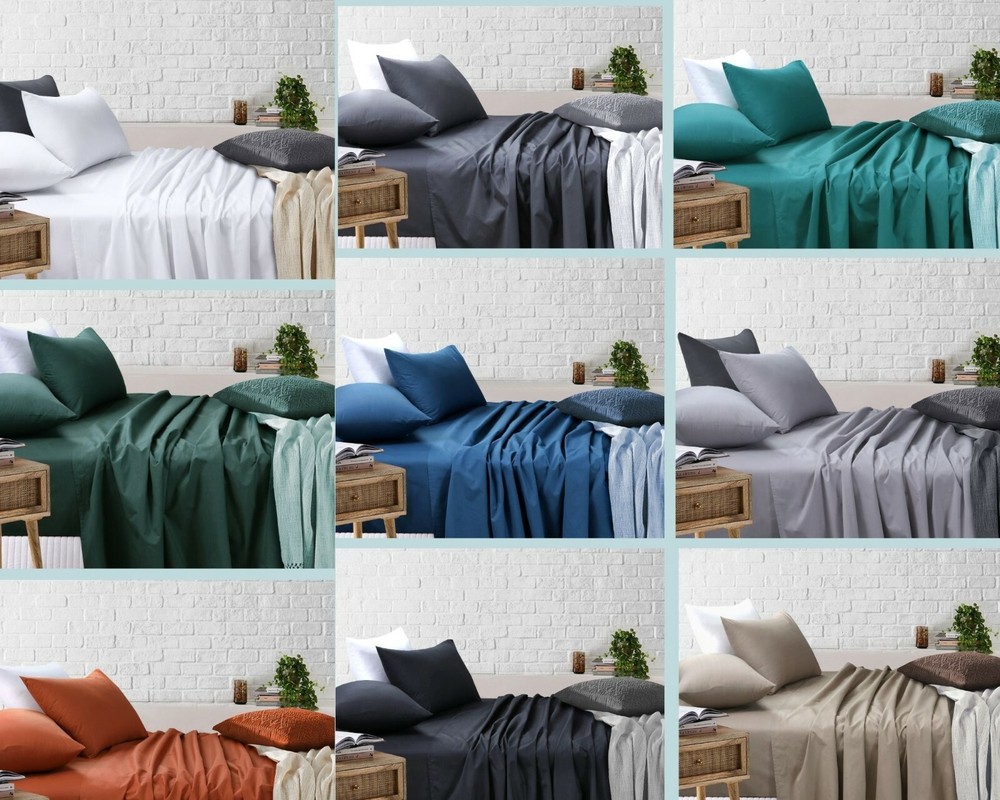 Bed Sheets Cotton Rich Single Double King Queen King Single Flat Fitted Sheet