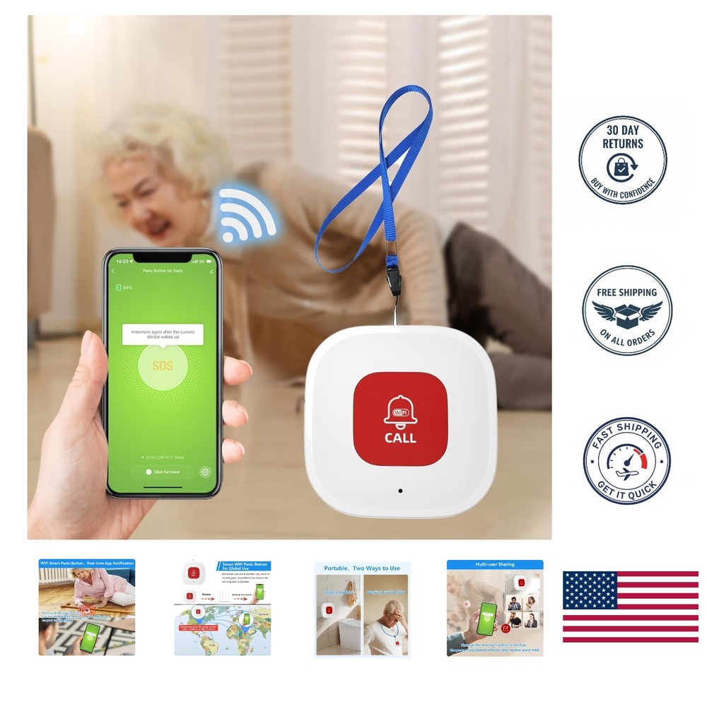 Battery-Powered Elderly Call Button: Quick Alerts, Easy Installation - 15M Range