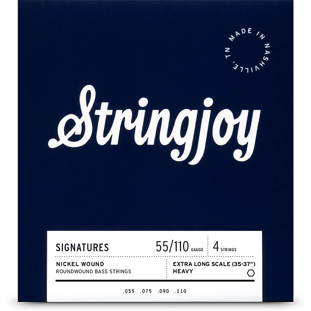 Stringjoy 4 String Extra Long Scale Nickel Wound Bass Guitar Strings 55 - 110