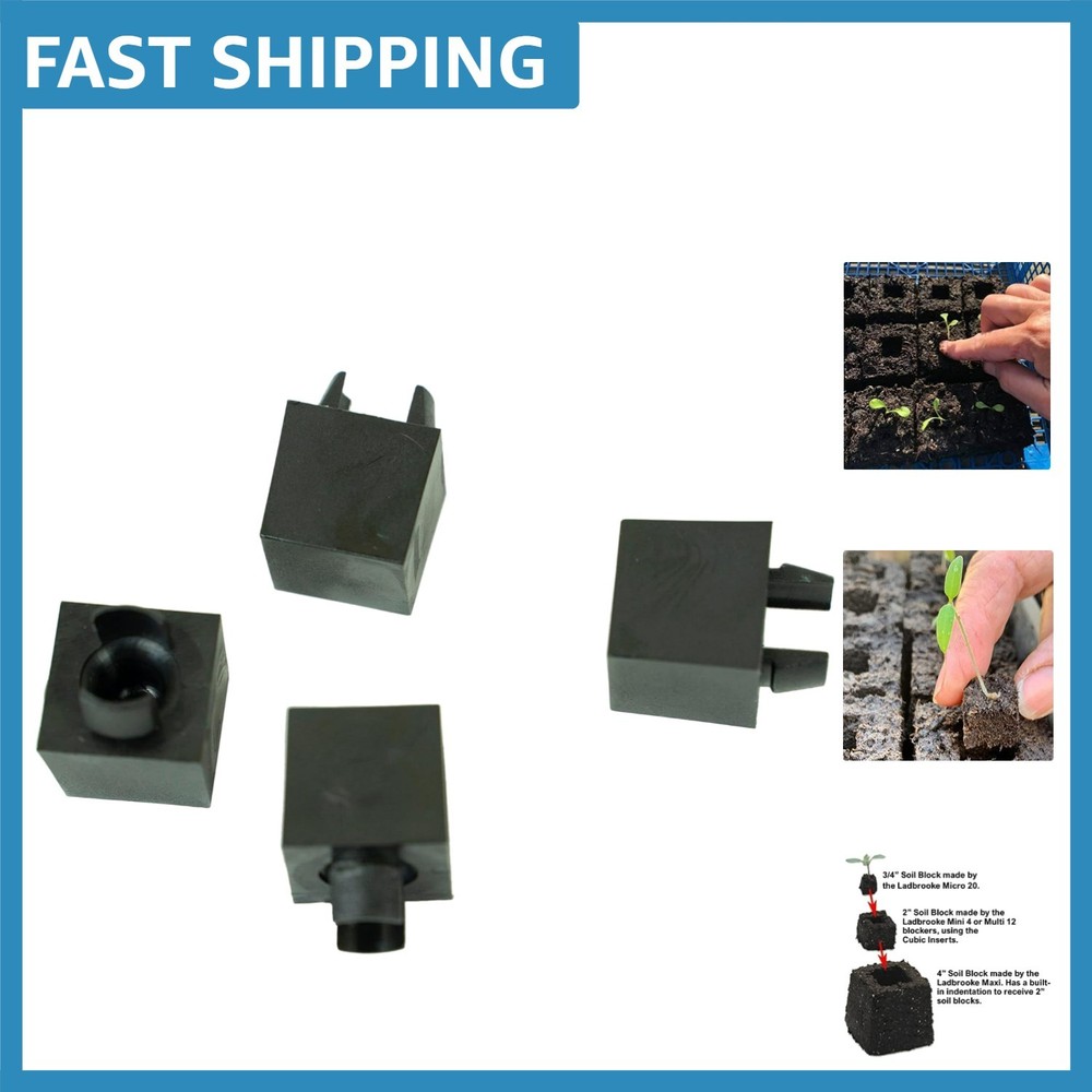 4-Pack Durable Snap-In Cubic Inserts for Efficient Soil Blocking Techniques