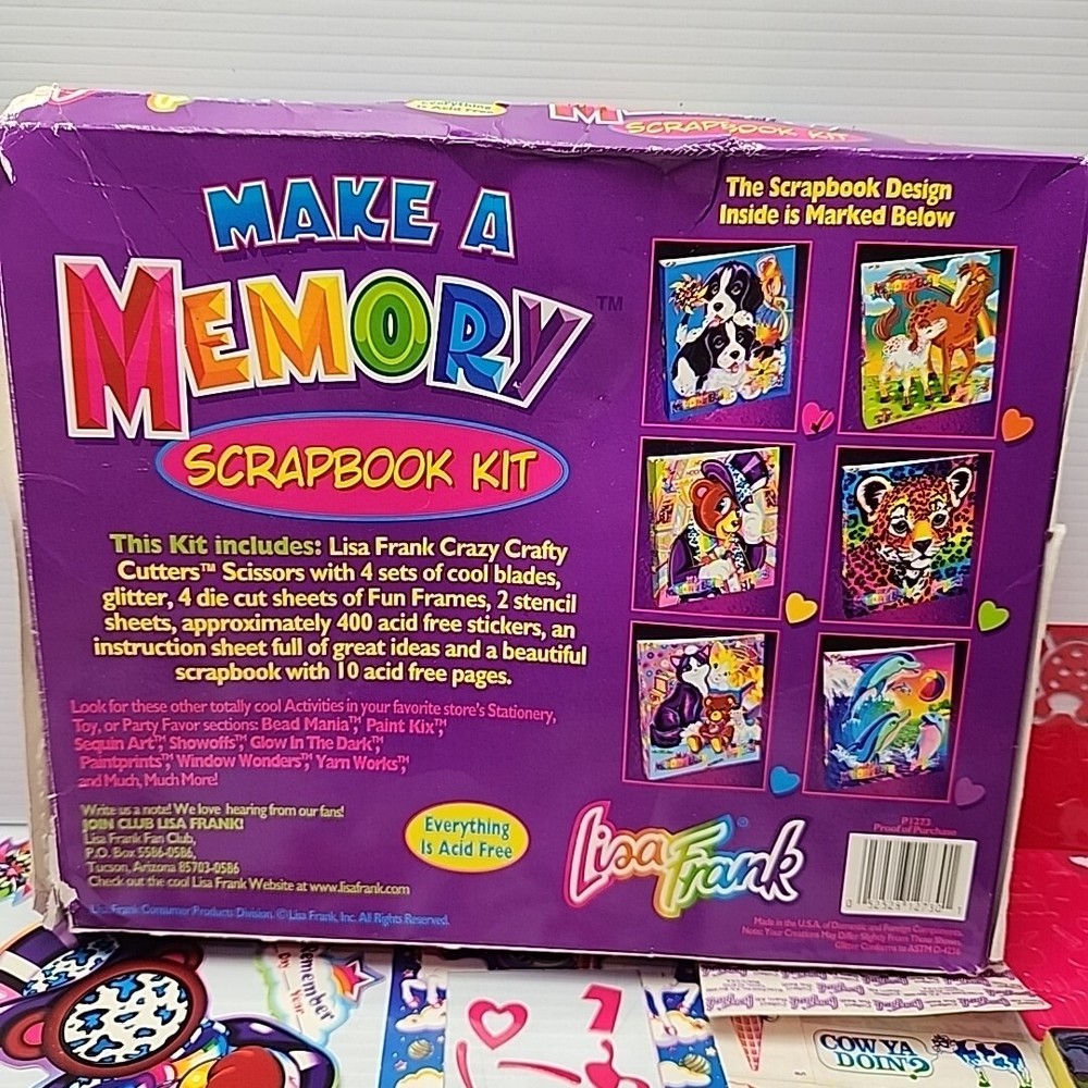 Lisa Frank Make a Memory Scrapbook Kit with Crazy Cutter Scissors Incomplete