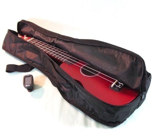 UKULELE iECO Beginner's Model 4-String w/ Case and Electronic Tuner