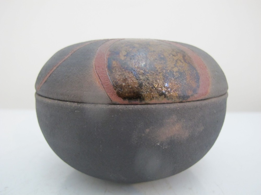 FRANK BOYDEN Oregon Earthenware Pottery Small Round NATURE Inspired BOX with Lid